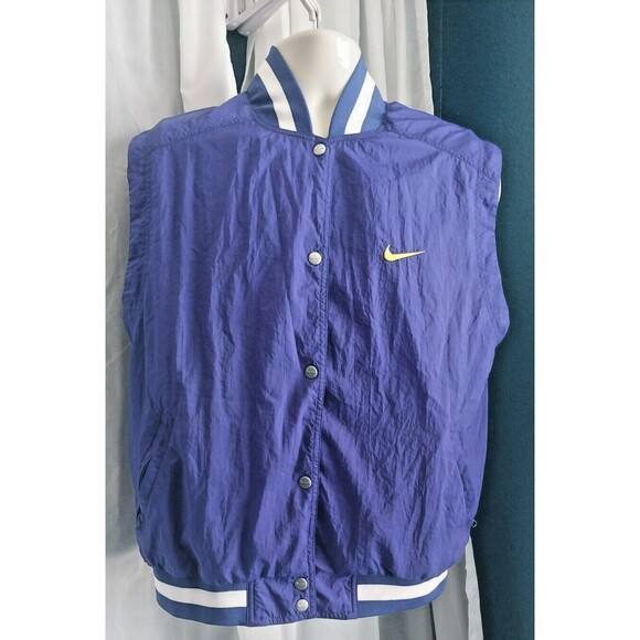 Rare 90s Vintage Nike Nylon Y2K Varsity Vest White Red Tag Large Big Swoosh - Picture 2 of 6